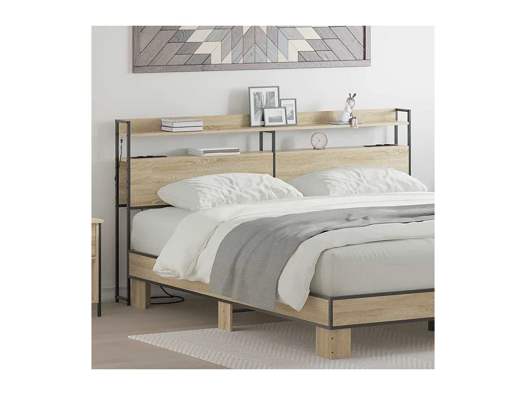 Tête de lit avec étagère Chêne sonoma 200 cm Bois d'ingénierie