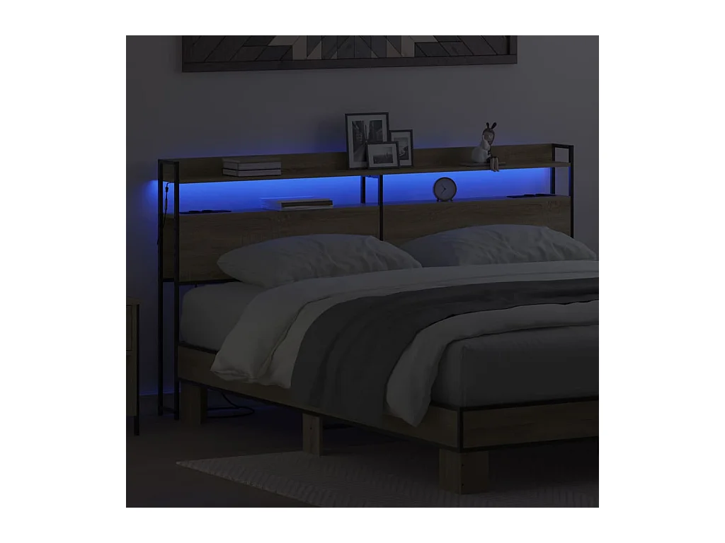 Tête de lit avec étagère Chêne sonoma 200 cm Bois d'ingénierie