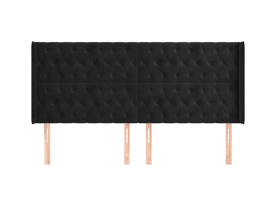 Hoofdbord met vleugels Zwart 183x16x118/128 cm Fluweel