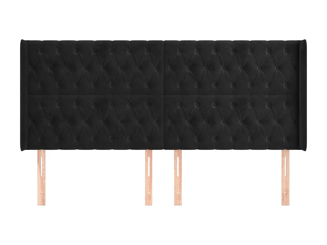 Tête de lit avec oreilles Noir 183x16x118/128 cm Velours