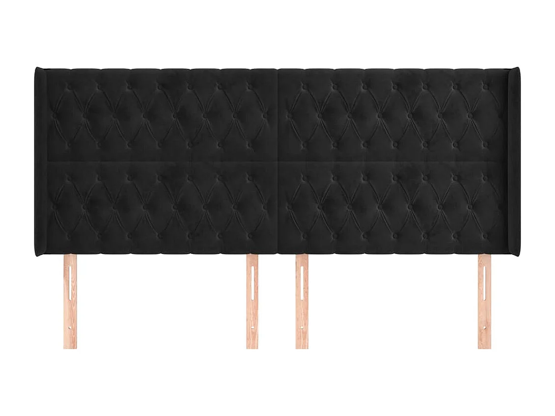 Tête de lit avec oreilles Noir 183x16x118/128 cm Velours