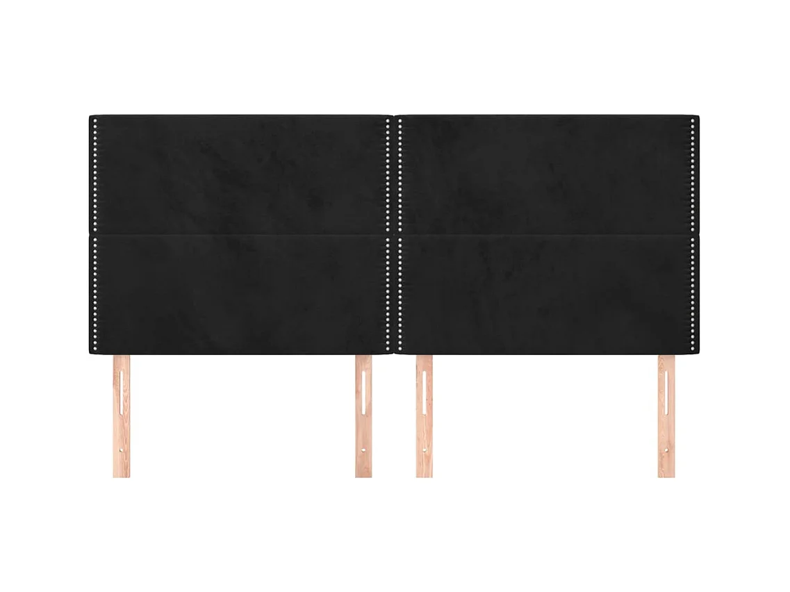 Kopfteile 4 Stk. Schwarz 90x5x78/88 cm Samt