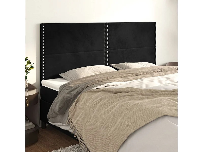 Têtes de lit 4 pcs Noir 90x5x78/88 cm Velours