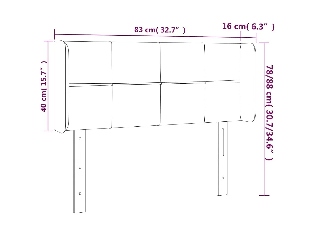 LED-Kopfteil Dunkelgrau 83x16x78/88 cm Samt