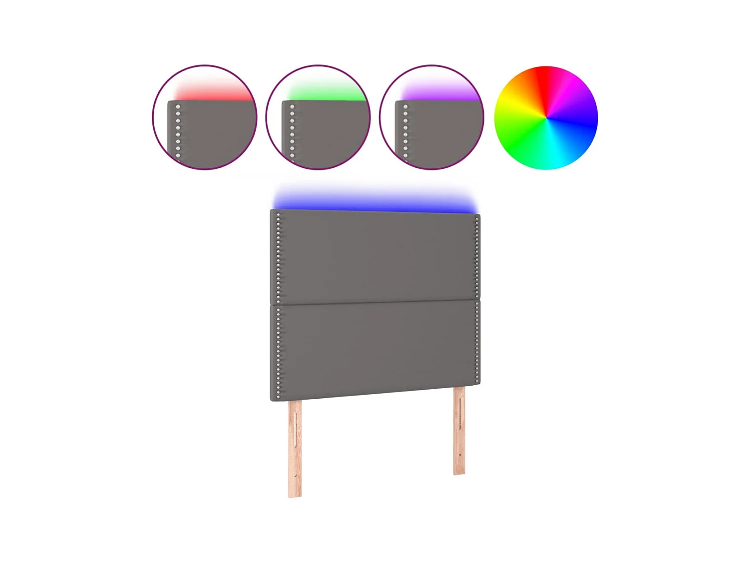 LED-Kopfteil Grau 100x5x118/128 cm Kunstleder