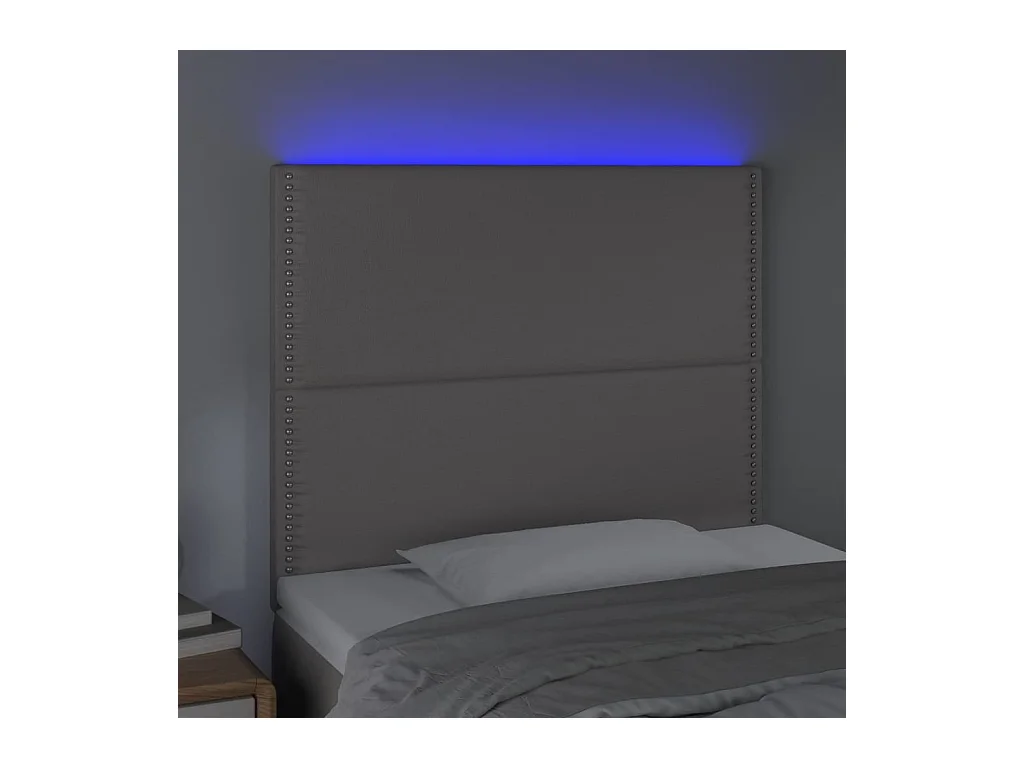 LED-Kopfteil Grau 100x5x118/128 cm Kunstleder