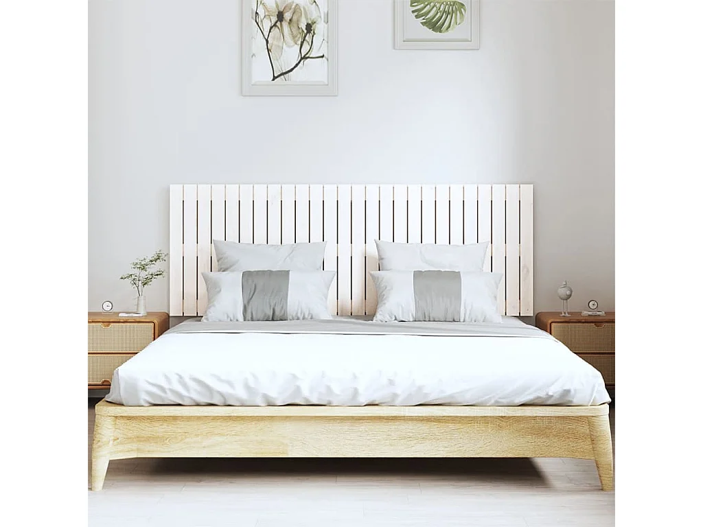 Testiera a muro Bianco 166x3x60 cm Legno massello di pino