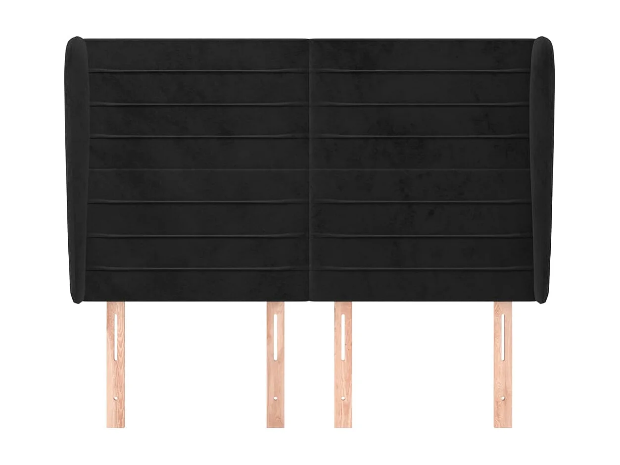 Tête de lit avec oreilles Noir 147x23x118/128 cm Velours