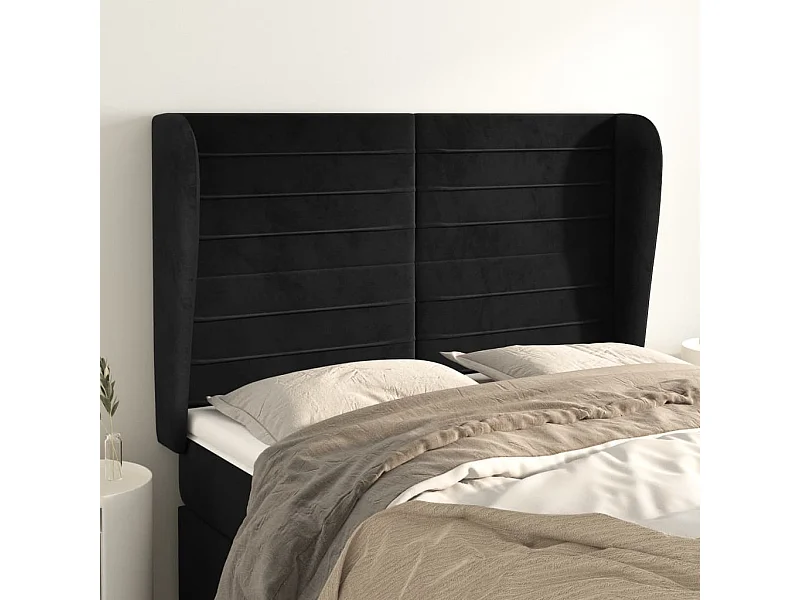 Cabecero con alas Negro 147x23x118/128 cm Terciopelo