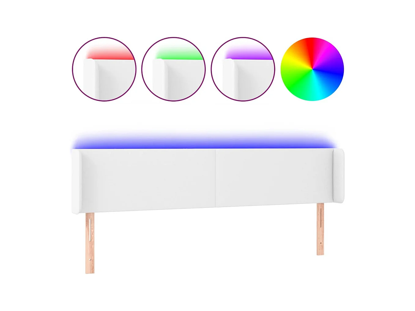 Tête de lit à LED Blanc 183x16x78/88 cm Similicuir