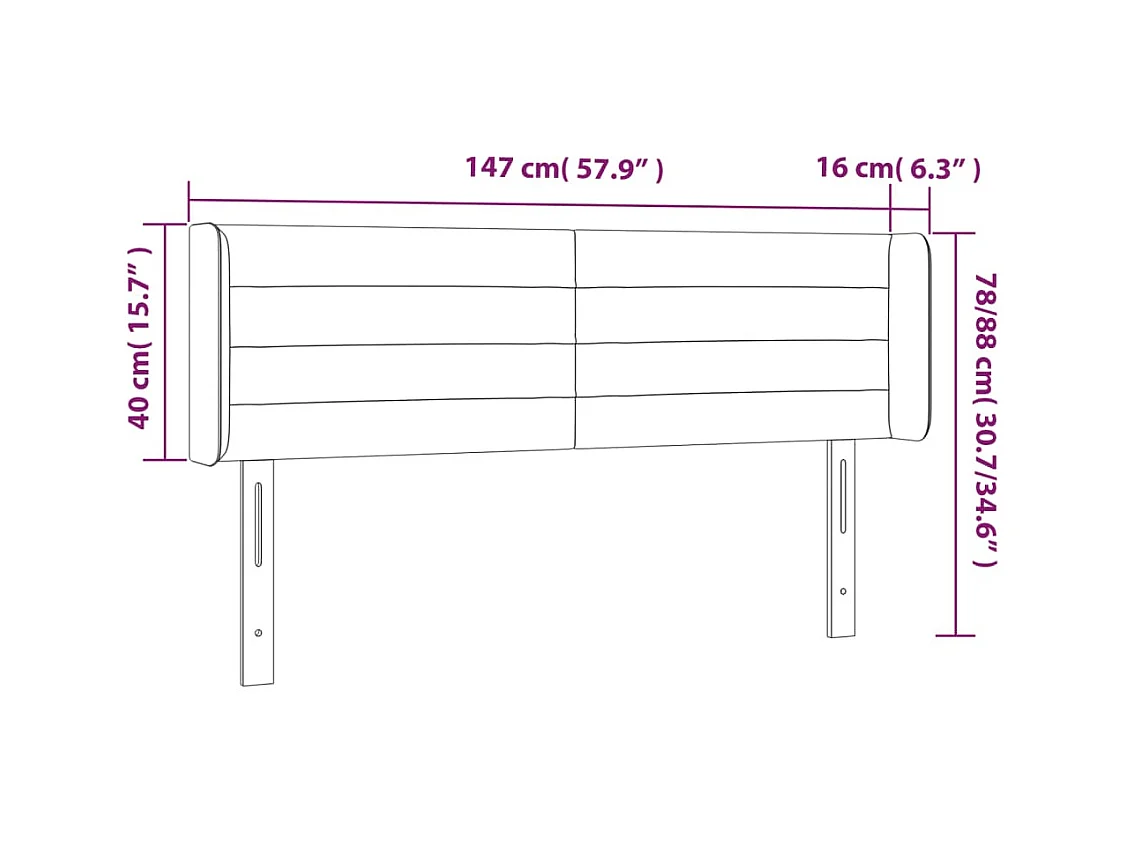 Hoofdbord met vleugels Crème 147x16x78/88 cm Stof