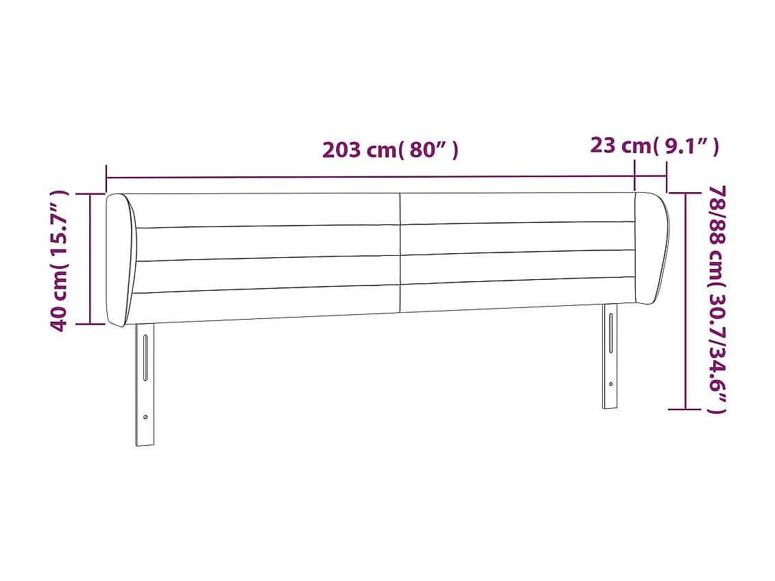 Cabecero con alas Rose 203x23x78/88 cm Terciopelo