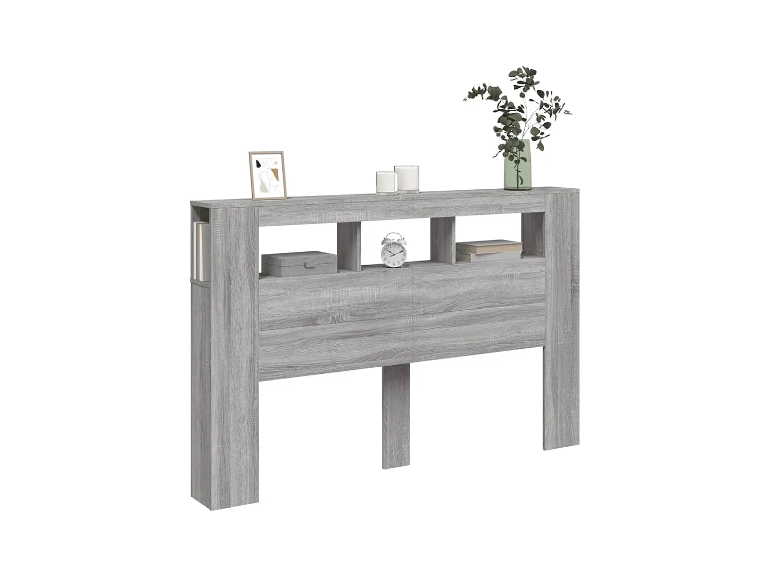 Sonoma grijs LED hoofdbord 160x18,5x103,5 cm bewerkt hout