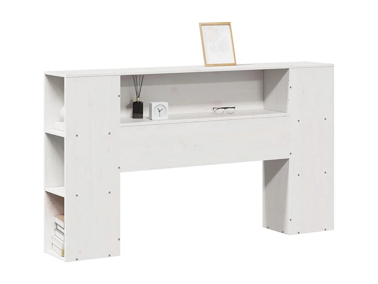 Wit hoofdbord met opbergruimte 135 cm massief grenenhout