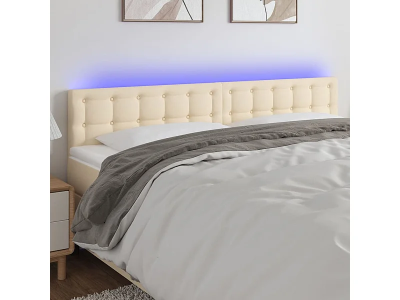 Tête de lit à LED Crème 200x5x78/88 cm Tissu