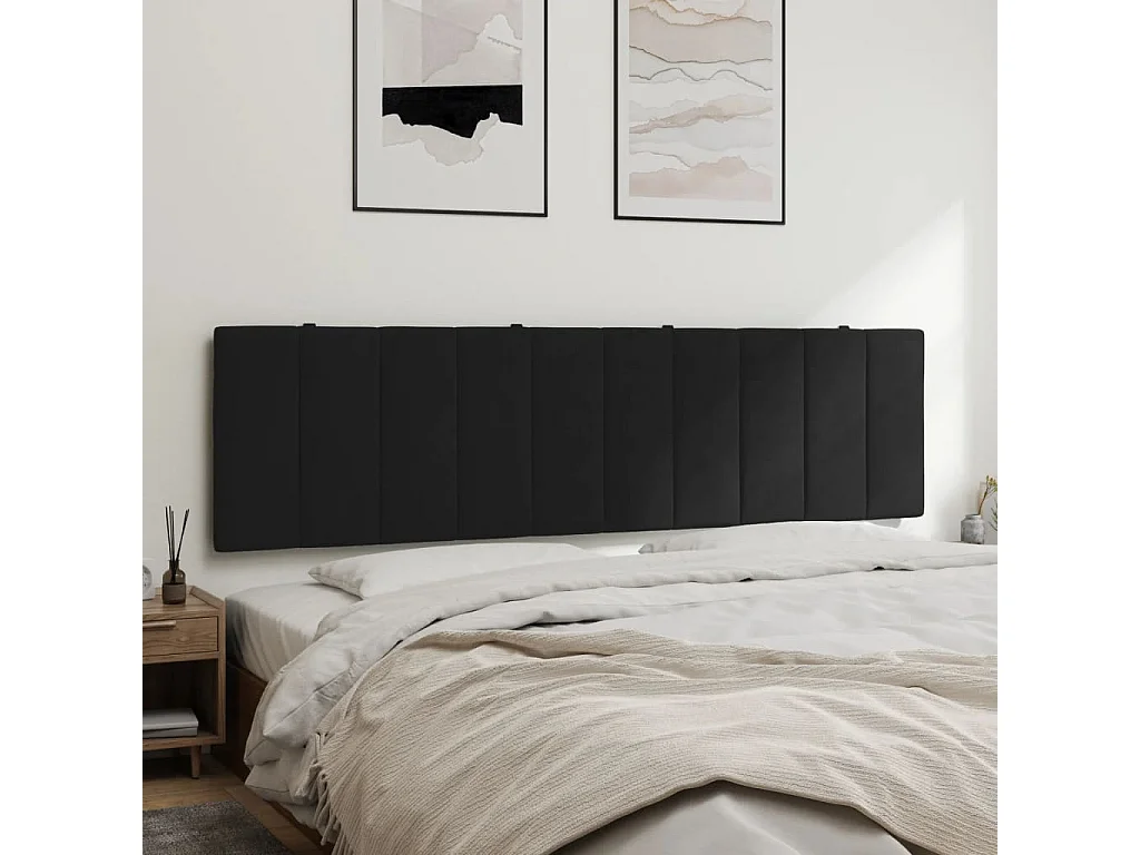 Coussin de tête de lit noir 180 cm velours