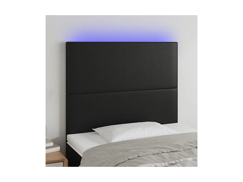 Testiera LED Nera 90x5x118/128 cm Similpelle