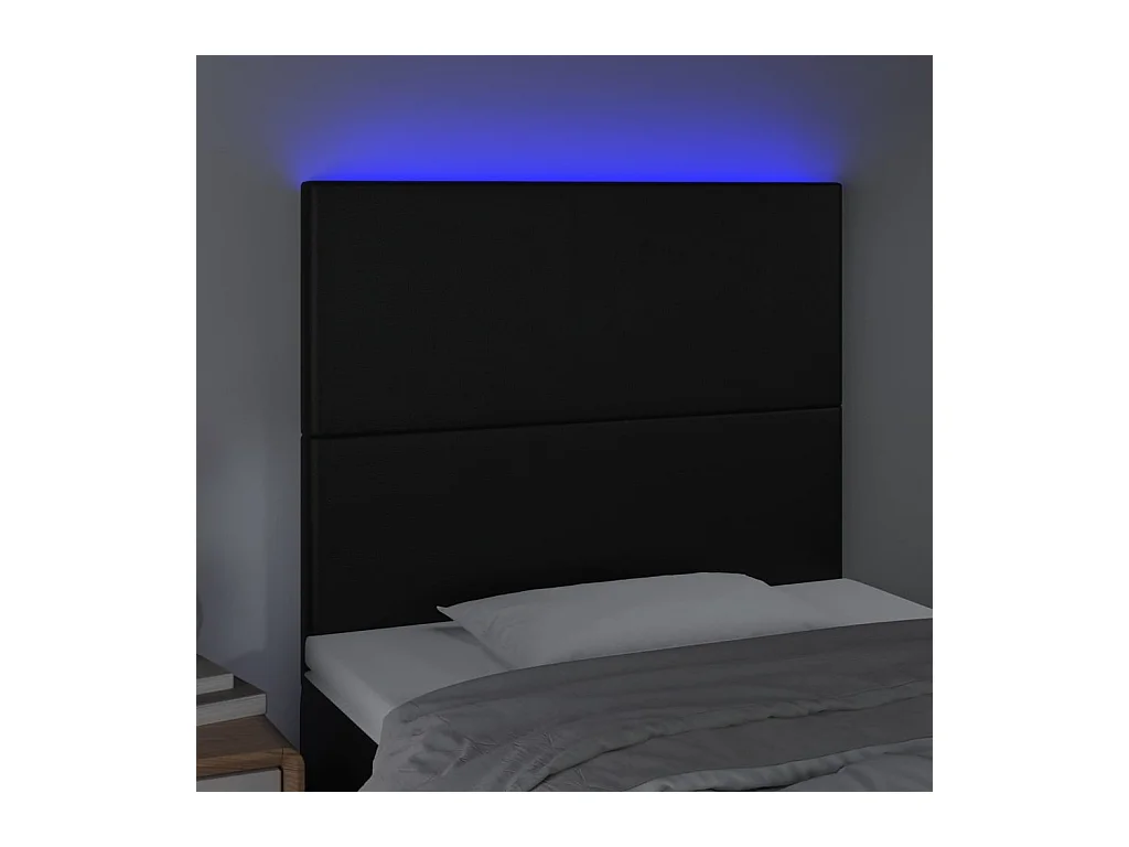 Testiera LED Nera 90x5x118/128 cm Similpelle