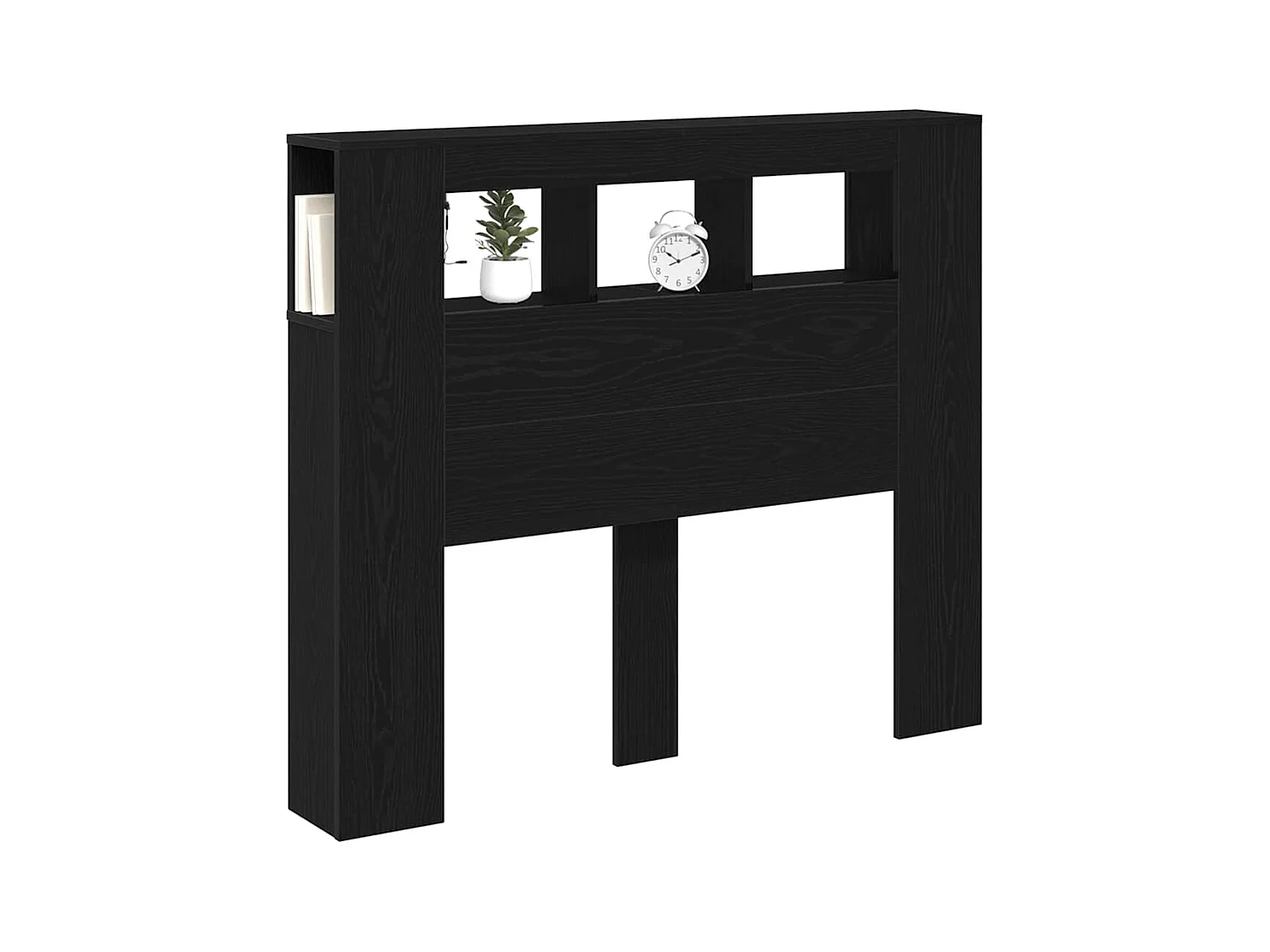 LED hoofdbord met plank Zwarte eik 120 x 18,5 x 103,5 cm