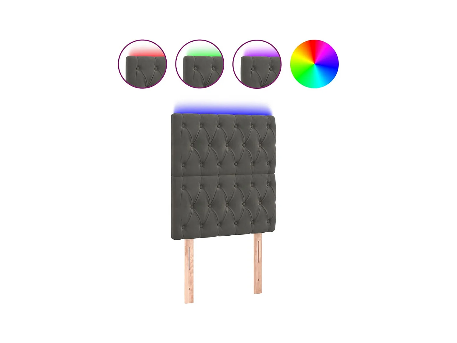 Cabecero LED Gris Oscuro 80x7x118/128 cm Terciopelo