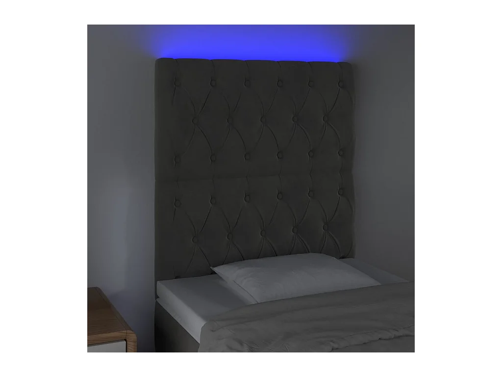 Cabecero LED Gris Oscuro 80x7x118/128 cm Terciopelo