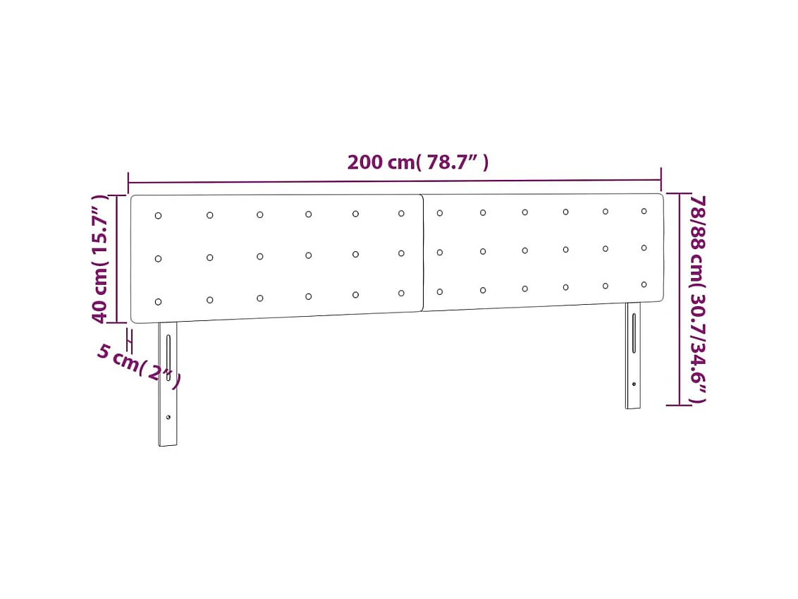 LED Hoofdbord Donkerbruin 200x5x78/88 cm Stof