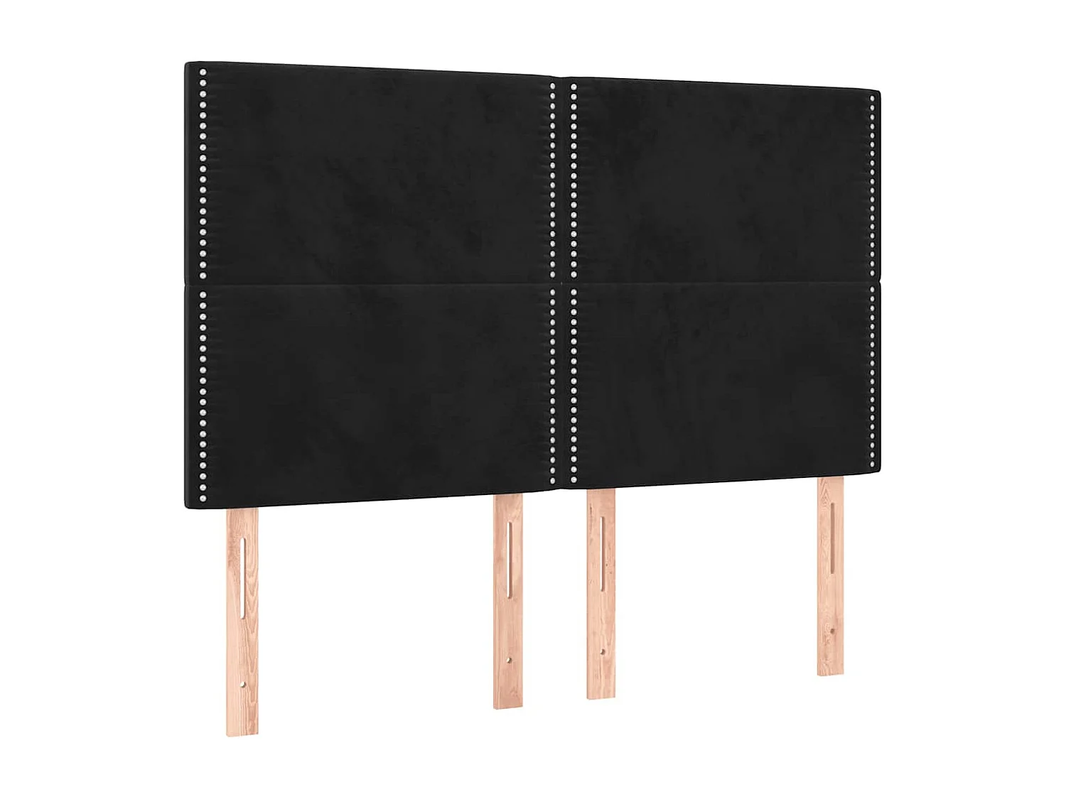 Testiera LED Nero 144x5x118/128 cm Velluto