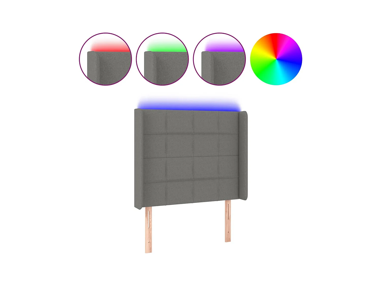 LED hoofdbord Donkergrijs 83x16x118/128 cm Stof