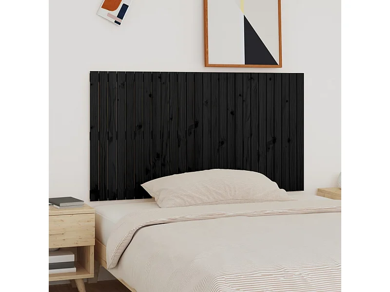 Cabecero de pared negro 166x3x90 cm Madera maciza de pino