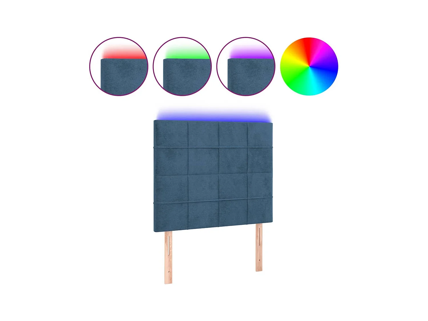 LED Hoofdbord Donkerblauw 90x5x118/128 cm Fluweel