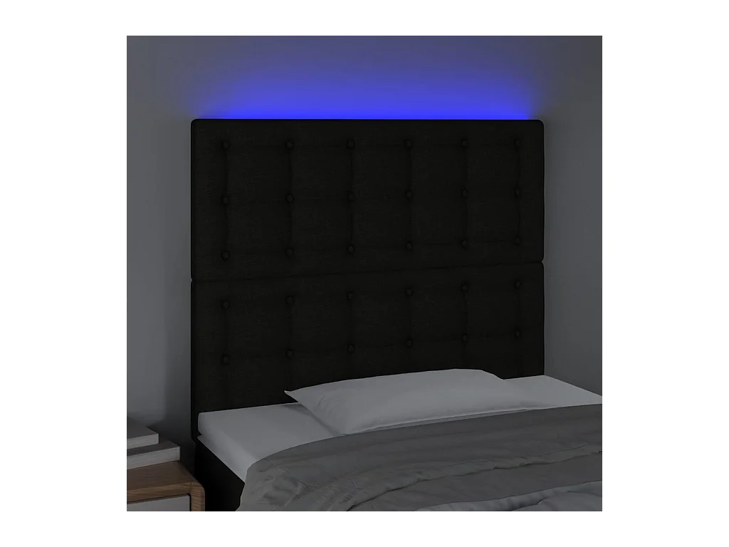 LED hoofdbord Zwart 100x5x118/128 cm Stof