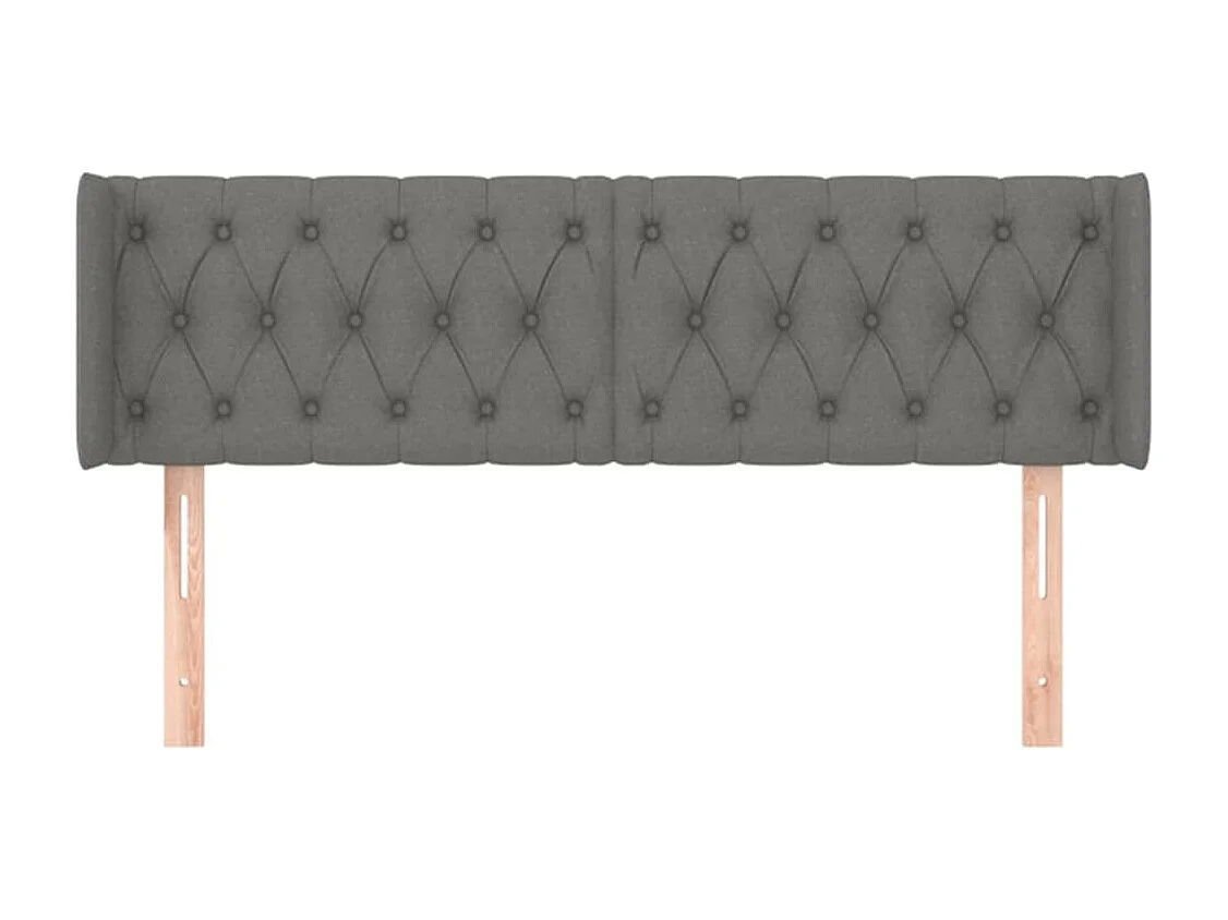 Tête de lit avec oreilles Gris foncé 147x16x78/88 cm Tissu