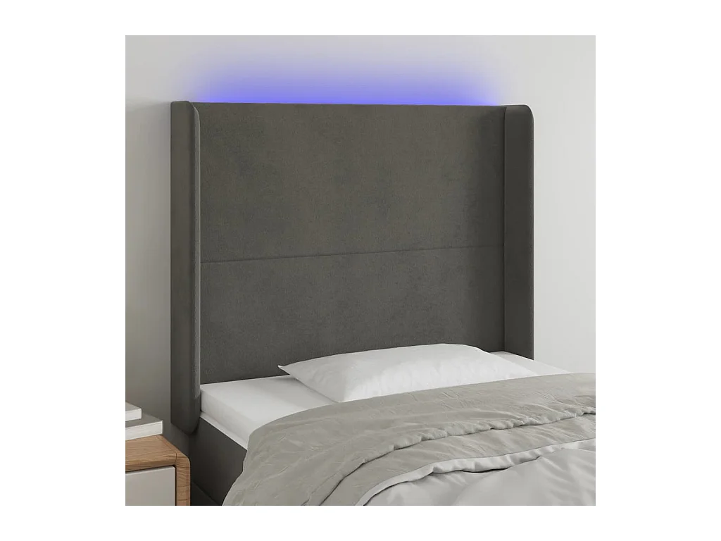 Tête de lit à LED Gris foncé 103x16x118/128 cm Velours