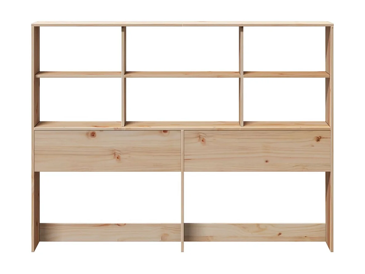 Testiera in legno massello di pino da 140 cm con contenitore