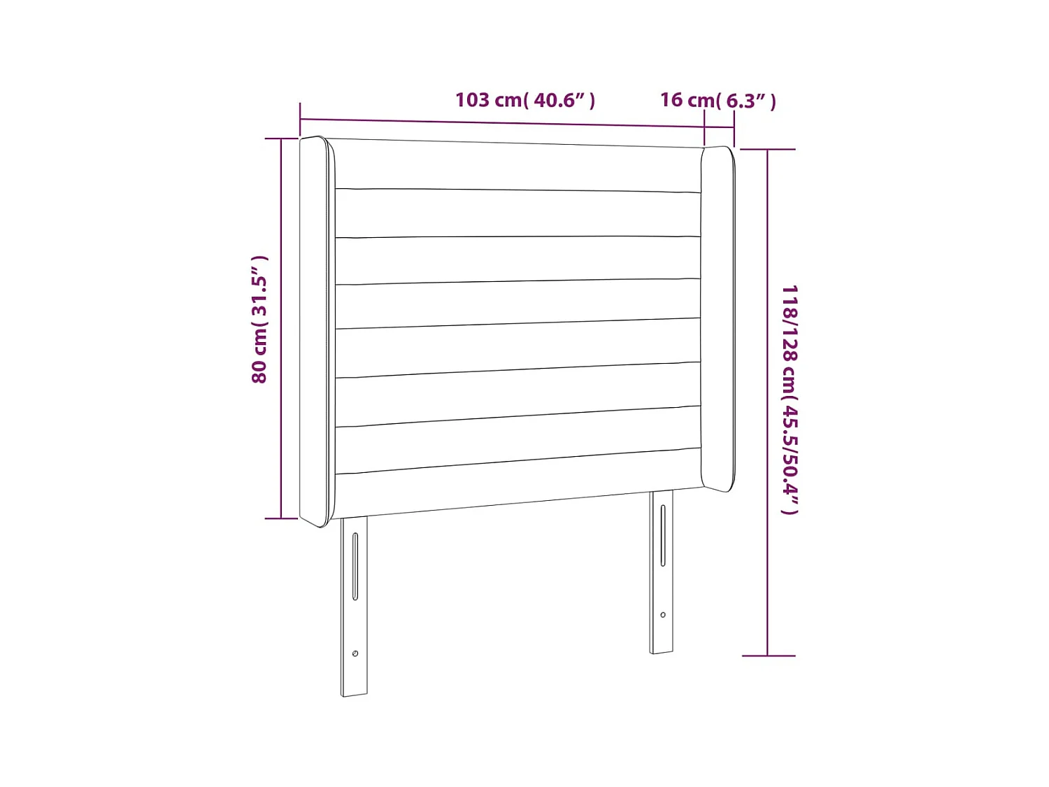 Cabecero LED Marrón Oscuro 103x16x118/128 cm Tela