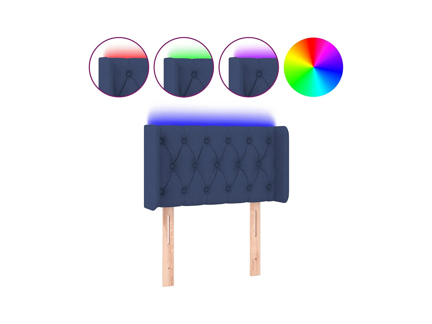 Blauw LED hoofdbord 83x16x78/88 cm Stof