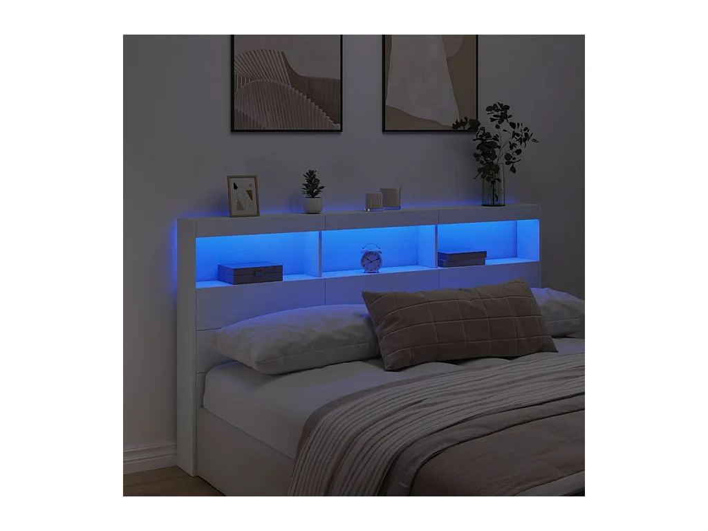 Cabecero de armario con LED blanco 180x17x102 cm