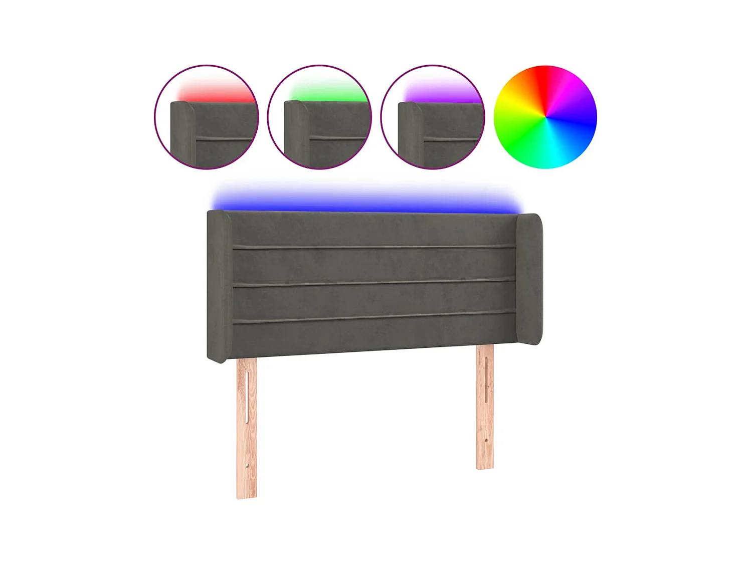 LED-Kopfteil Dunkelgrau 93x16x78/88 cm Samt