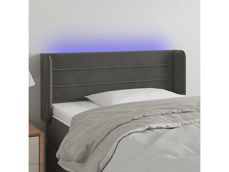 Cabecero LED Gris Oscuro 93x16x78/88 cm Terciopelo
