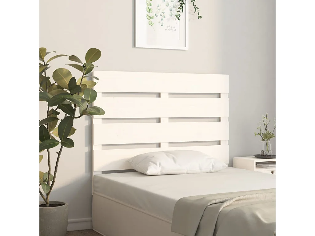 Testiera bianca 90x3x80 cm Legno massello di pino
