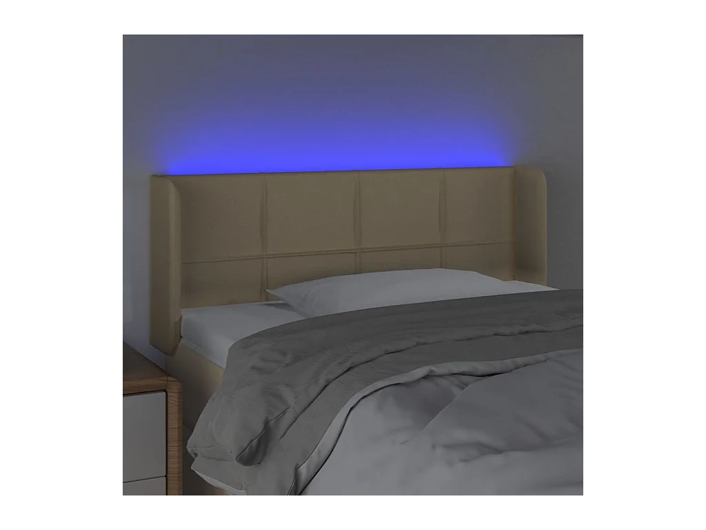 LED Hoofdbord Crème 83x16x78/88 cm Stof