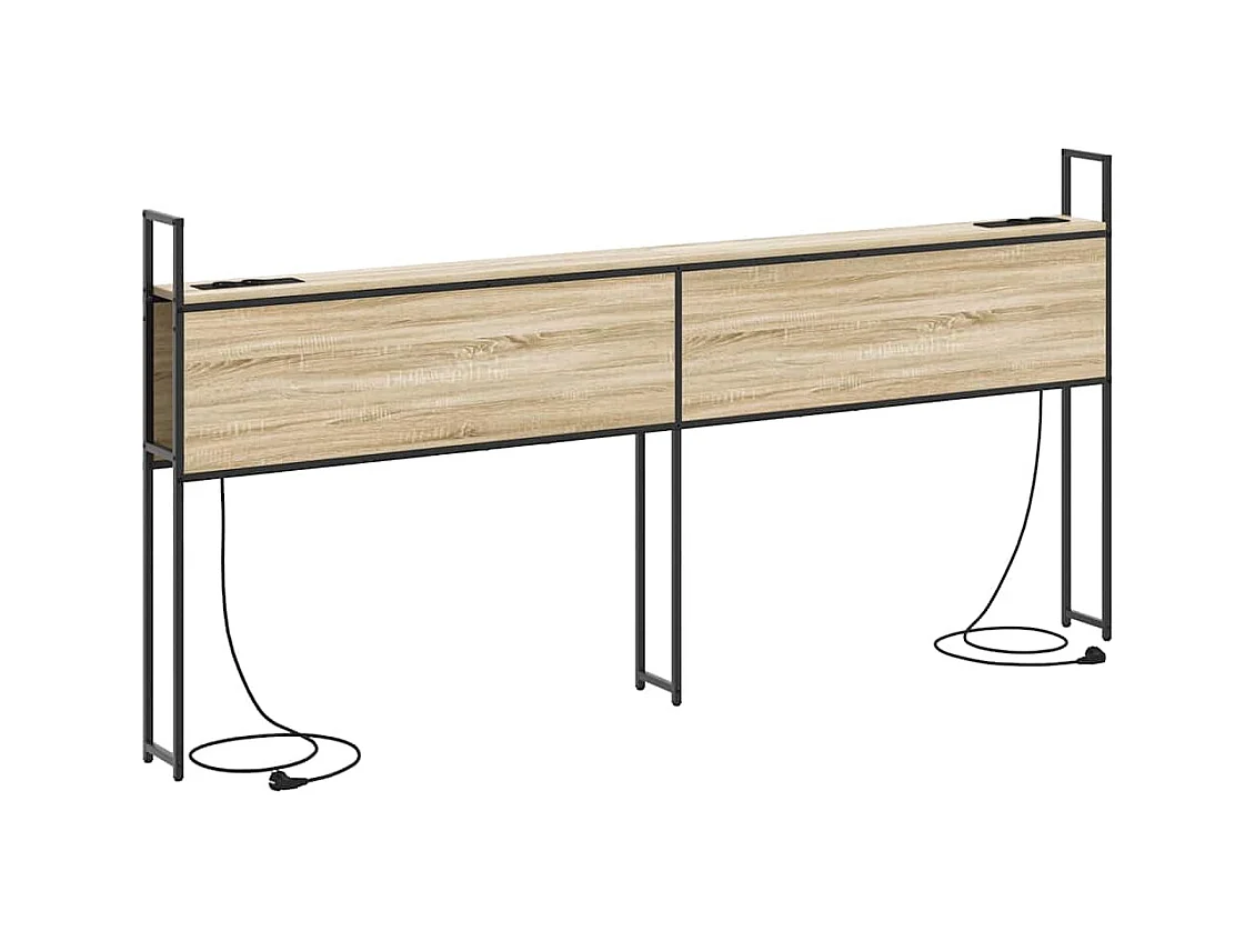 Kopfteil mit Stauraum und Ladestation aus Sonoma-Eiche