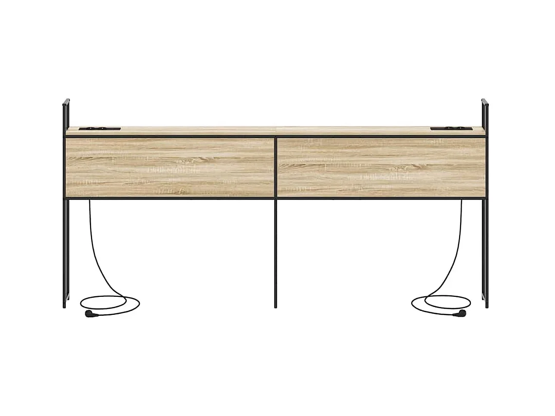 Kopfteil mit Stauraum und Ladestation aus Sonoma-Eiche