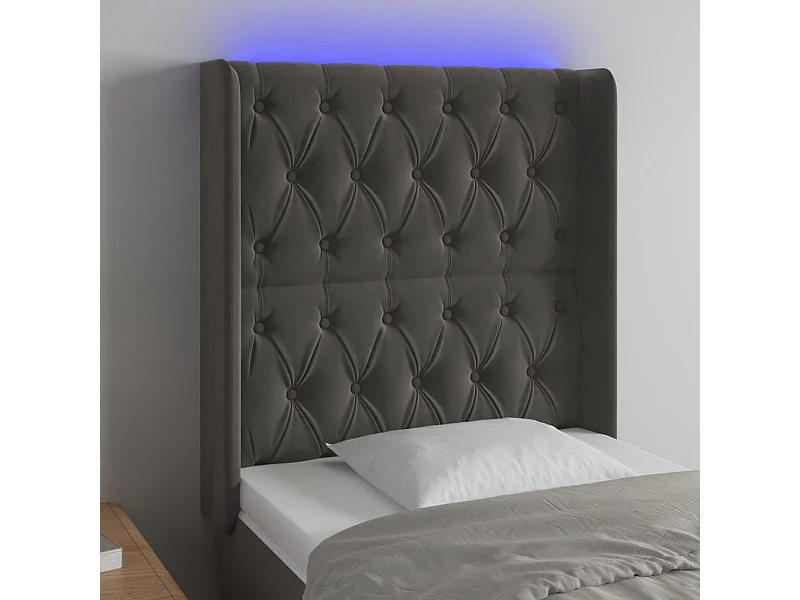 Cabecero LED Gris Oscuro 83x16x118/128 cm Terciopelo