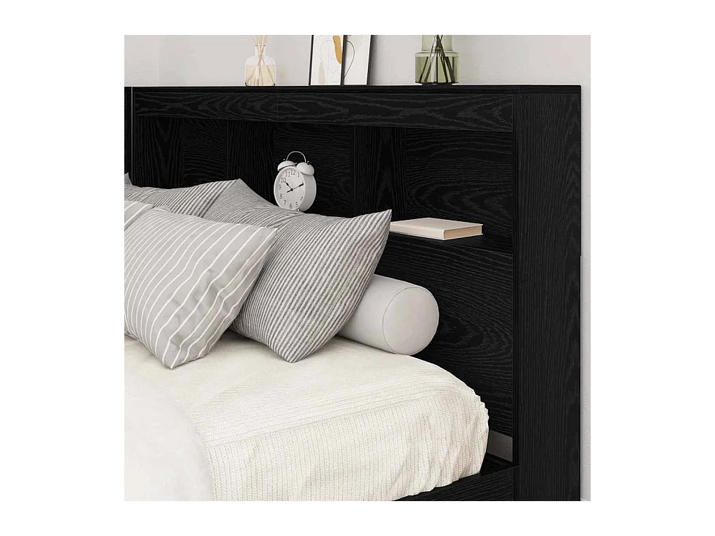 Tête de lit de rangement Chêne noir 160 cm Bois d'ingénierie
