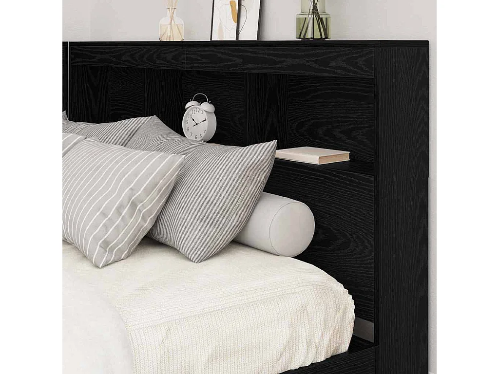 Testiera contenitore in rovere nero da 160 cm in legno ingegnerizzato