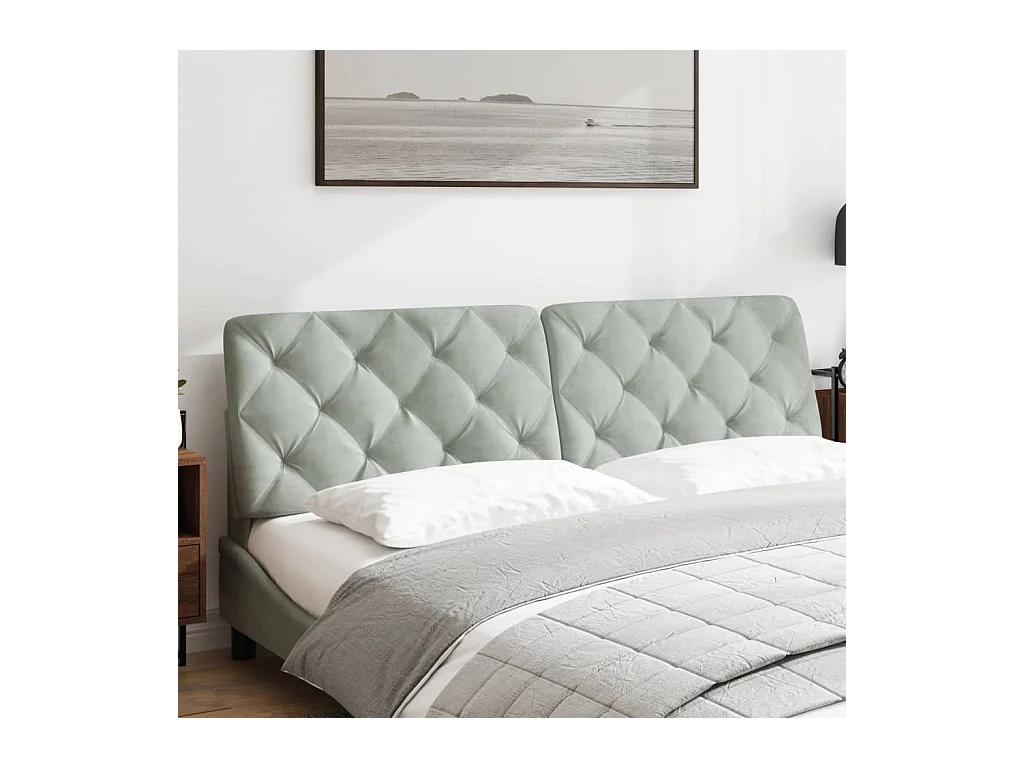 Lichtgrijs hoofdbordkussen 180 cm fluweel