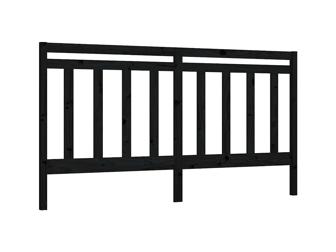 Zwart hoofdbord 206x4x100 cm Massief grenenhout