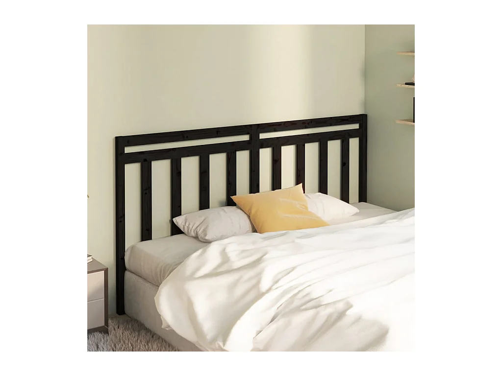 Zwart hoofdbord 206x4x100 cm Massief grenenhout