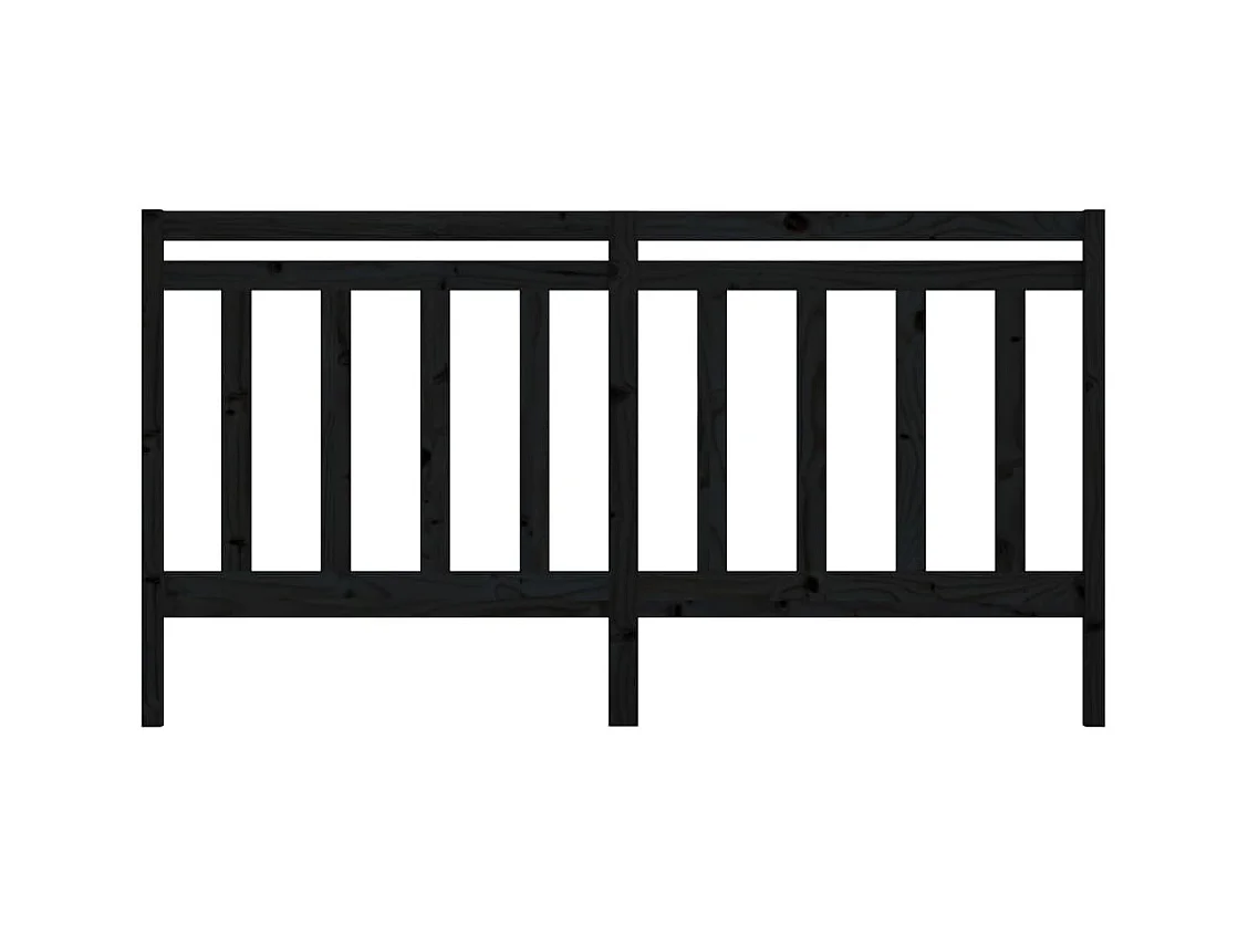 Zwart hoofdbord 206x4x100 cm Massief grenenhout